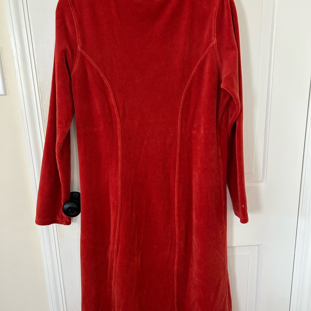 THE TERRITORY AHEAD BURNT ORANGE VELOUR LONG SLEEVE DRESS SIZE MEDIUM - Picture 8 of 9